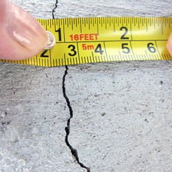 Tape measure showing width of crack