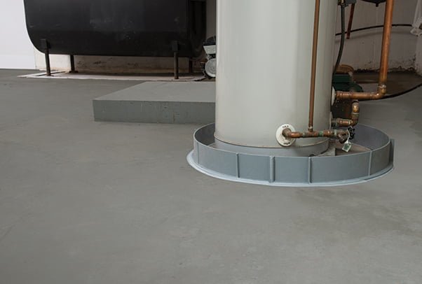 Example of flood ring product around water heater