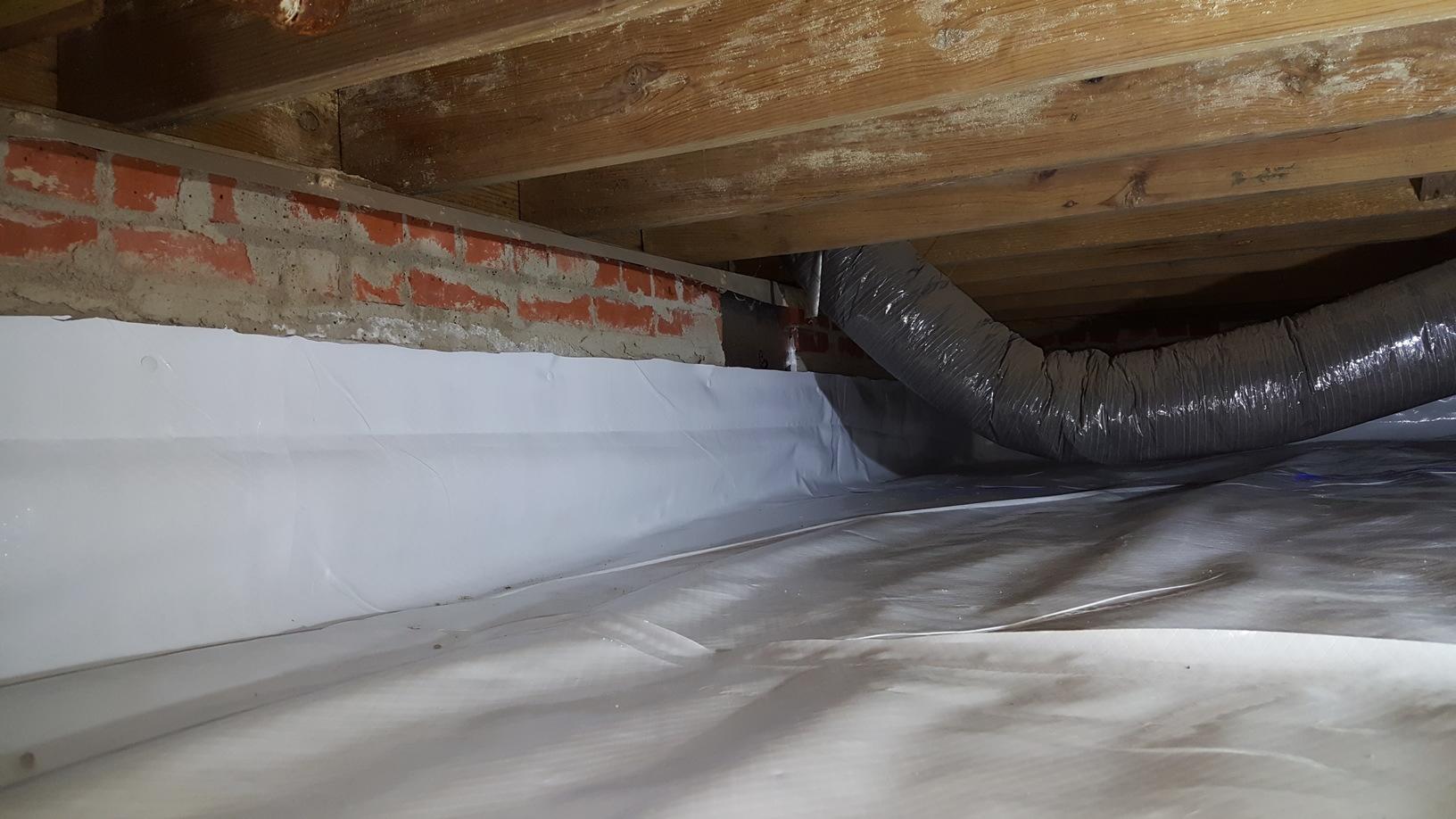 This is an image of a sealed foundation wall using our cleanspace system.