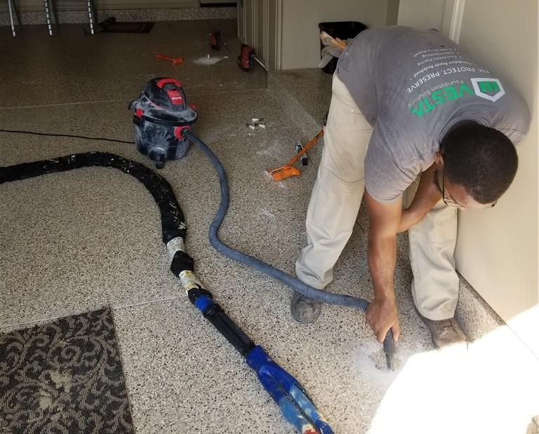 The success to any good lifting project is a clean work place.  the site is always being vacuumed and arranged to make sure no access dust builds up during the installation. 