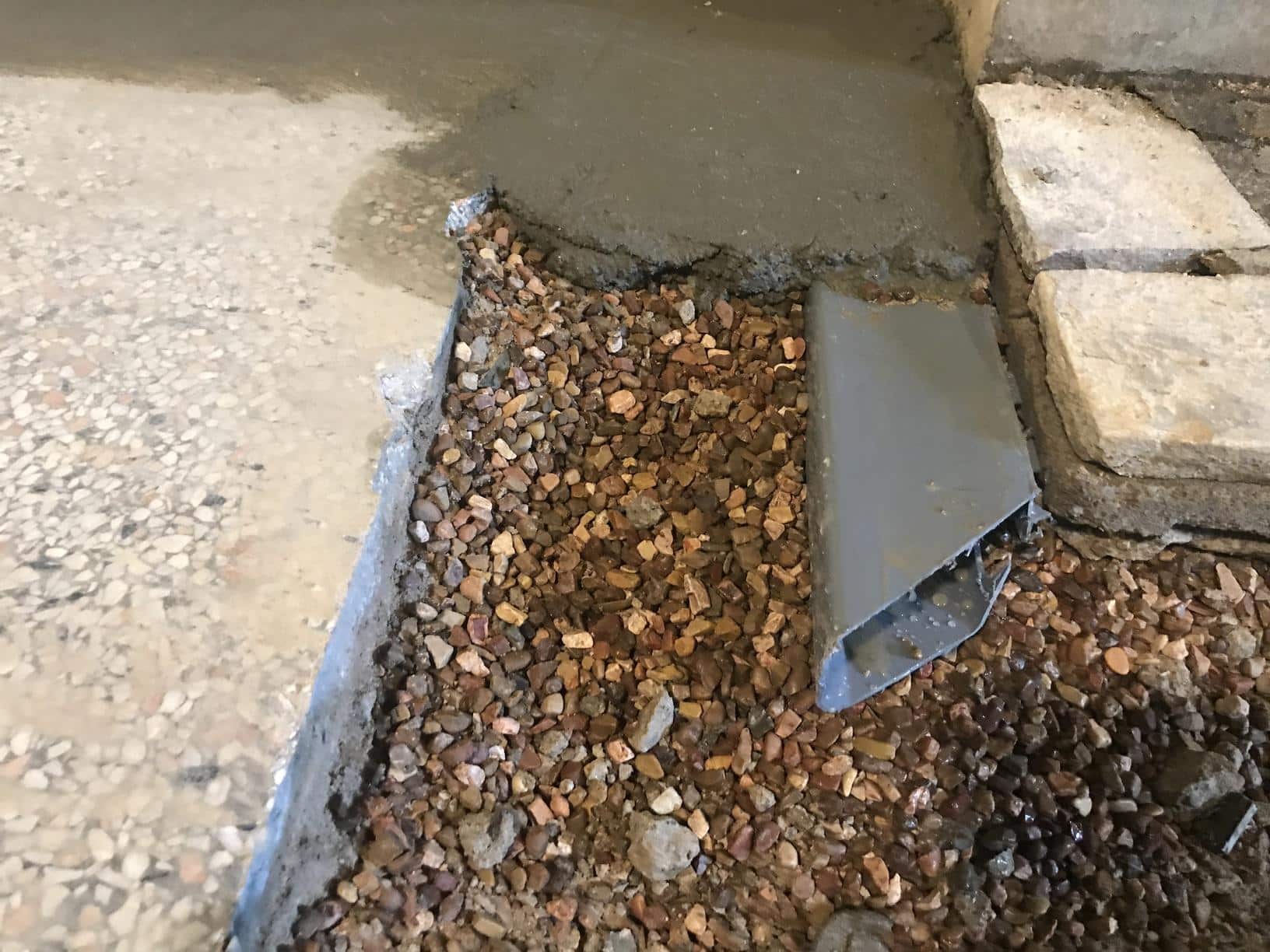 The Waterguard Drainage system is installed to drain water under your floor to the sump system. This lifetime warranted system is patented and can be installed year-round.