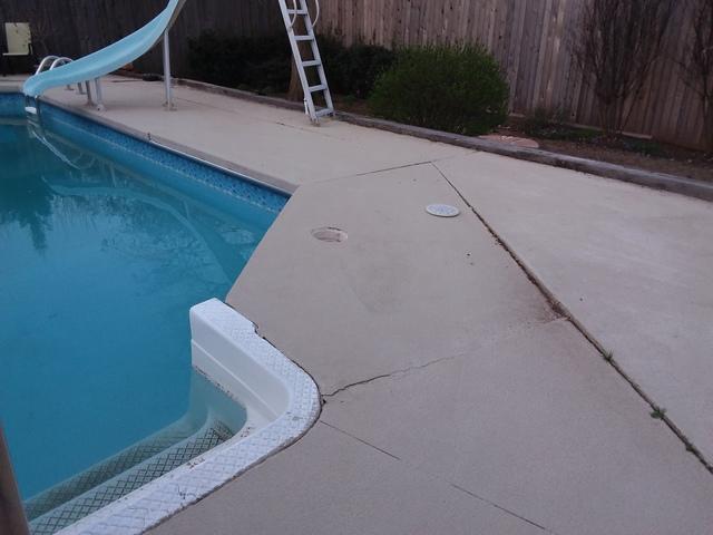 Pool Deck is Fixed With PolyLevel in Bethany, OK - Before Photo
