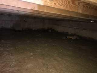 Exposed dirt crawl space, causing moisture issues and relative humidity